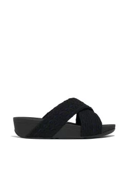 Fitflop Lulu Geo-Webbing Cross Slides - Muiltjes - Black