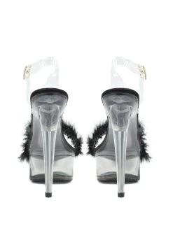 With Fluffy Straps - Sandalen Met Hoge Hak - Black Suede -Chique Schoenen Winkel 63249a8b72034fb9b02e20eddb32f7fd