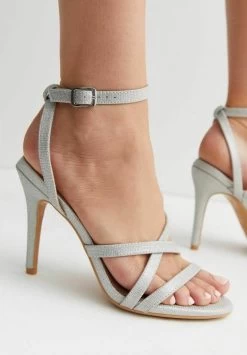 New Look Glitter Stiletto - Sandalen Met Hoge Hak - Silver