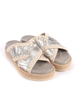 Mou Rope Bio In Pelle Silver Con Ricamo - Muiltjes - Argento -Chique Schoenen Winkel e3303319d618443aaf8b43e7d6f35841